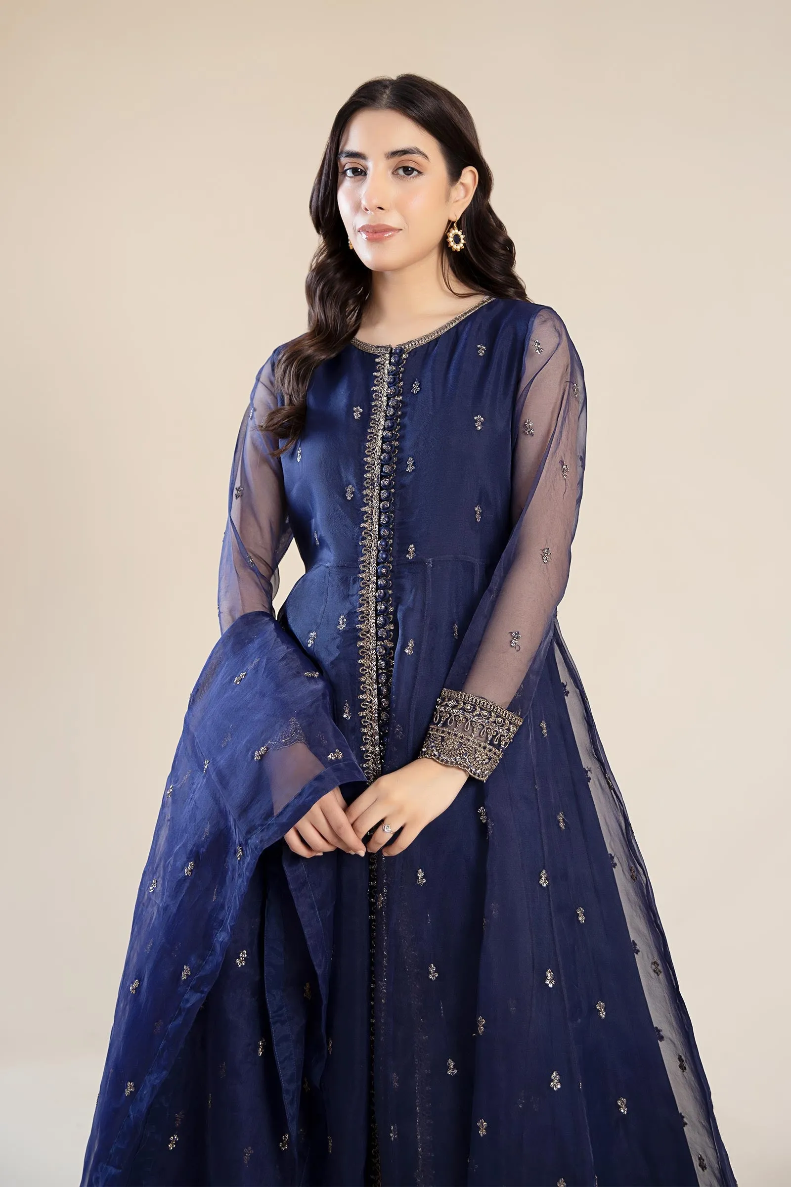 2 Piece Embroidered Poly Organza Suit | MB-F24-615