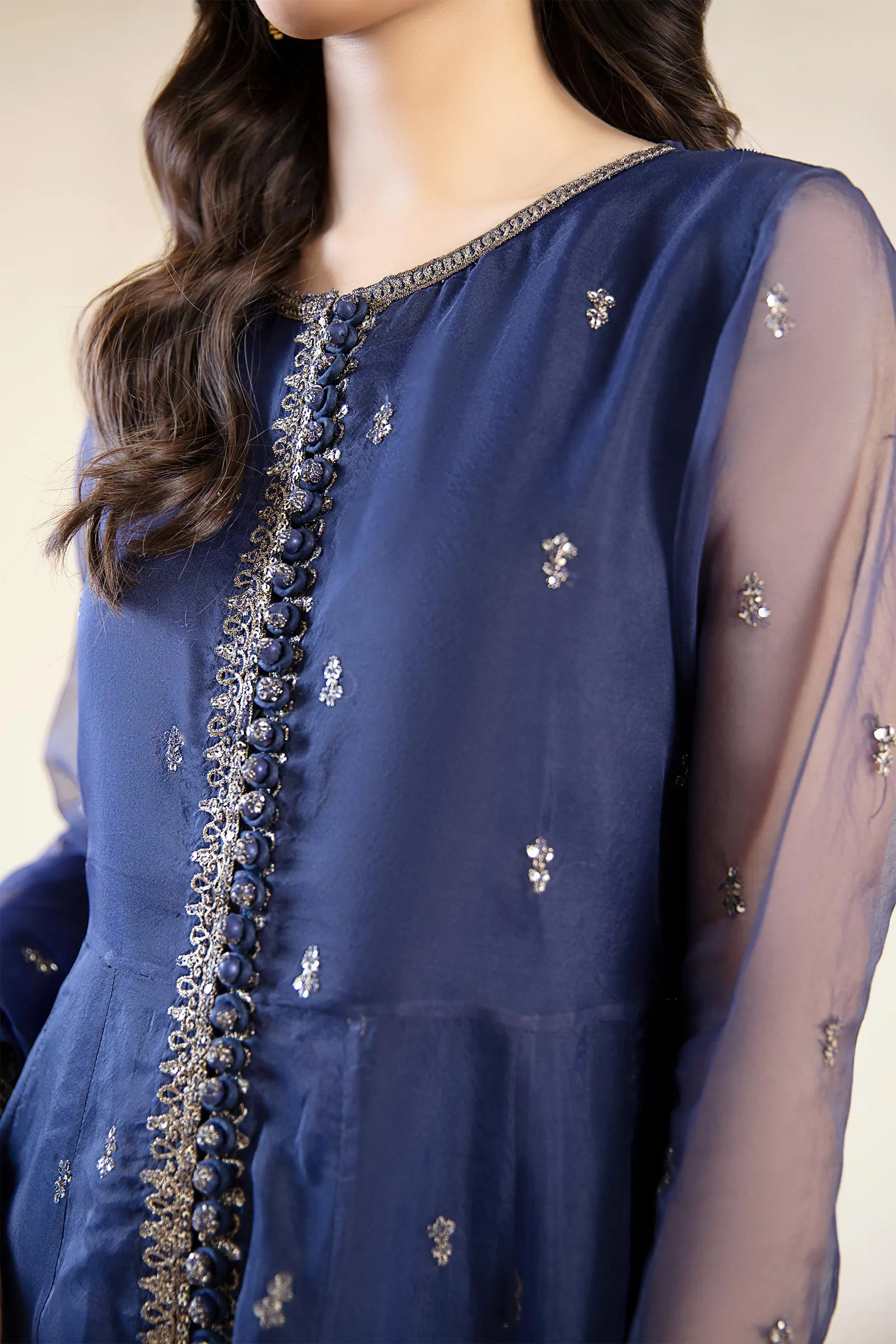 2 Piece Embroidered Poly Organza Suit | MB-F24-615