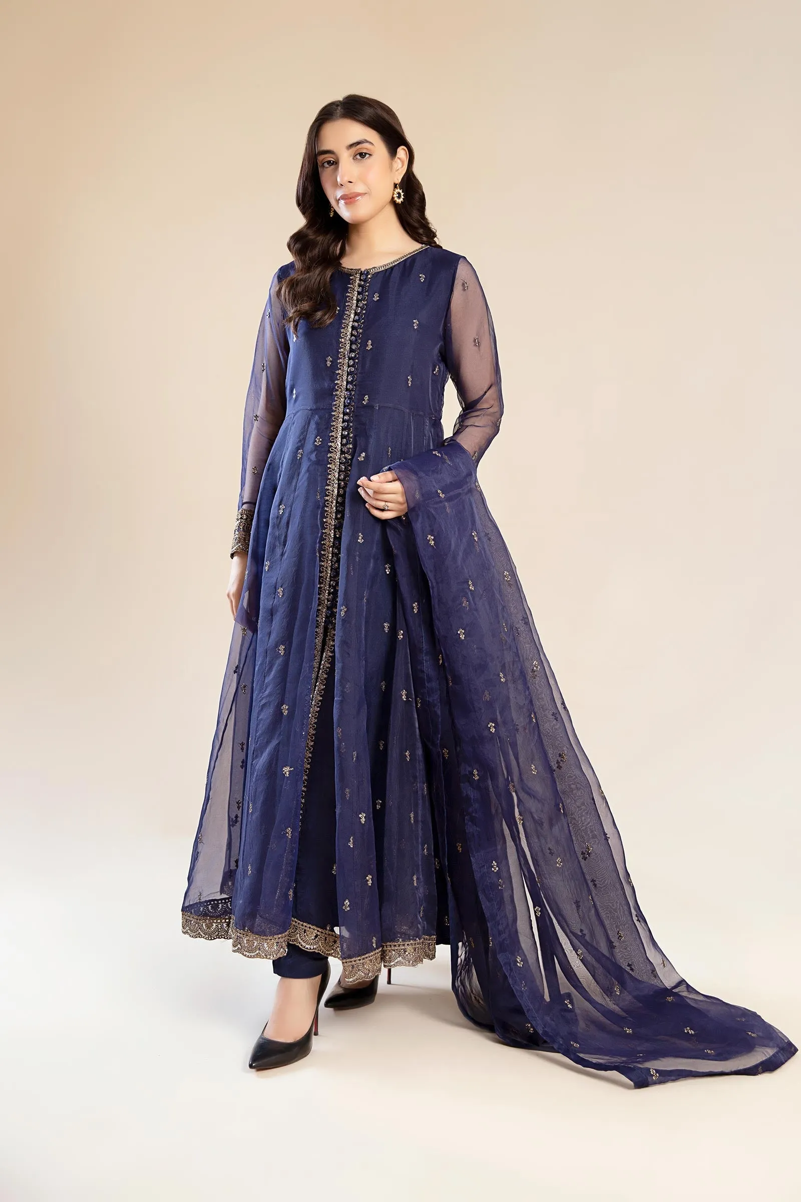 2 Piece Embroidered Poly Organza Suit | MB-F24-615