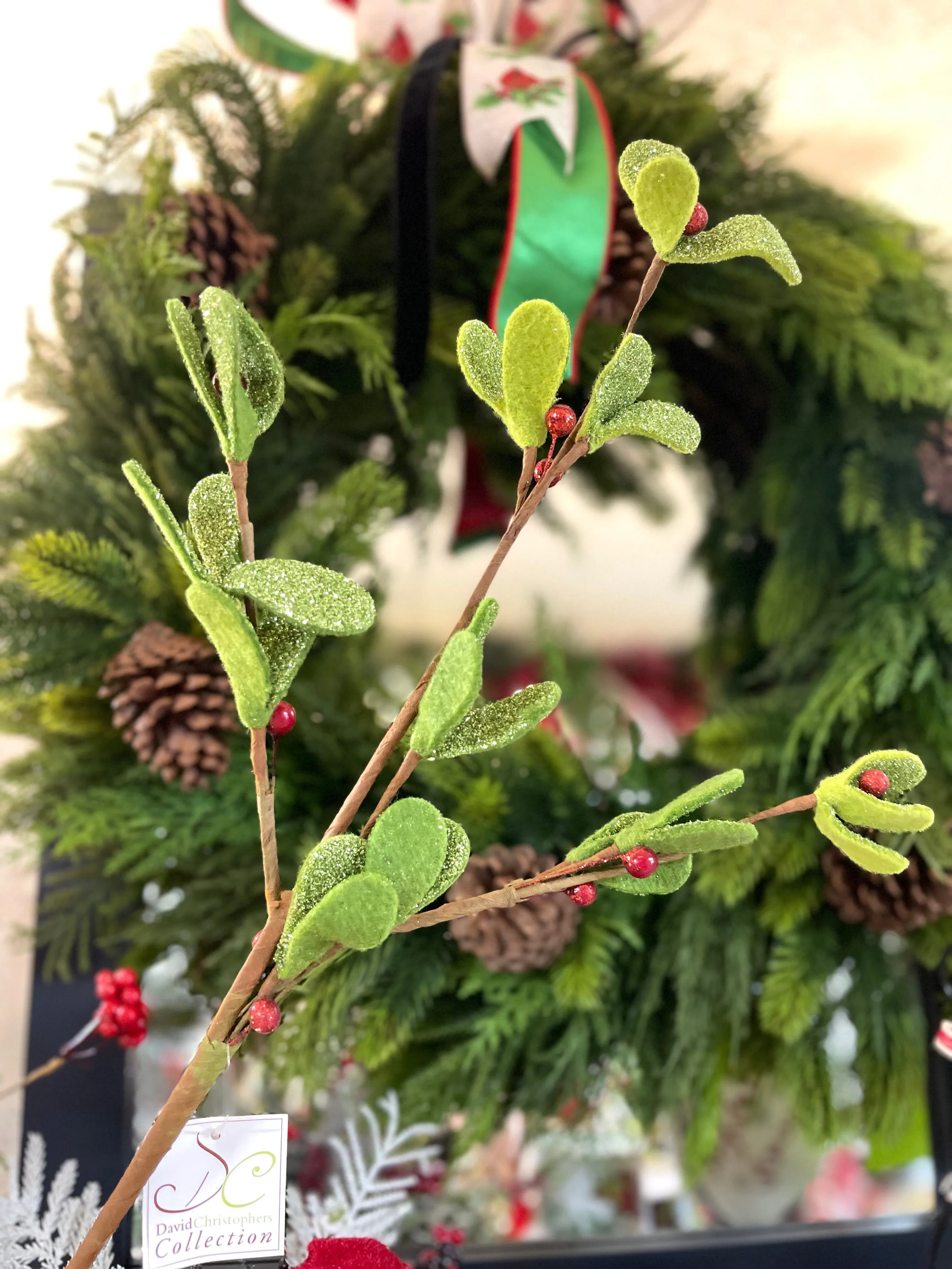 20 Inch Felt Mistletoe Spray