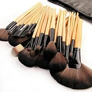 32 PCS Makeup Brush Set, Natural Synthetic Bristle Wooden Handle Cosmetics Foundation Eyeliner Mascara Eyeshadow Face Powder Blush Lipstick Makeup Brush