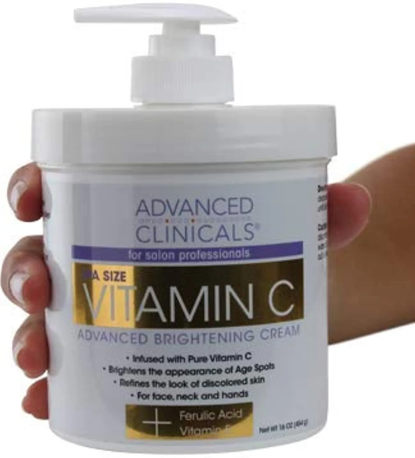 Advanced Clinicals Vitamin C Skin Care set for face and body. Spa Size 16oz Vitamin C cream and Vitamin C face serum for dark spots, age spots, uneven skin tone in as little as 4 weeks!