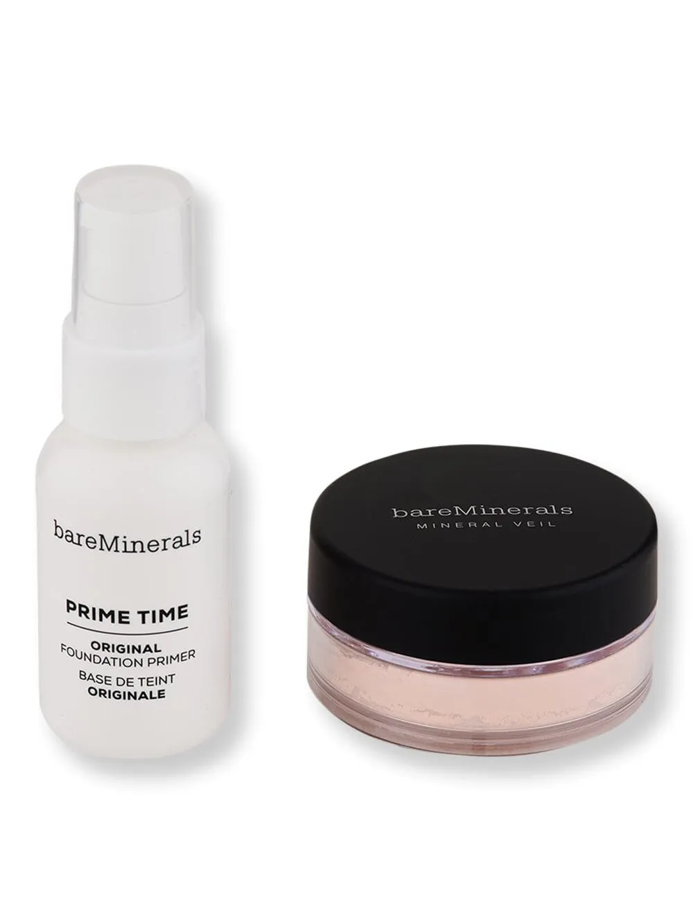 Bareminerals Prime Time Original Foundation Primer for Face 1 oz & Mineral Veil Finishing Powder Original SPF25 0.21 oz