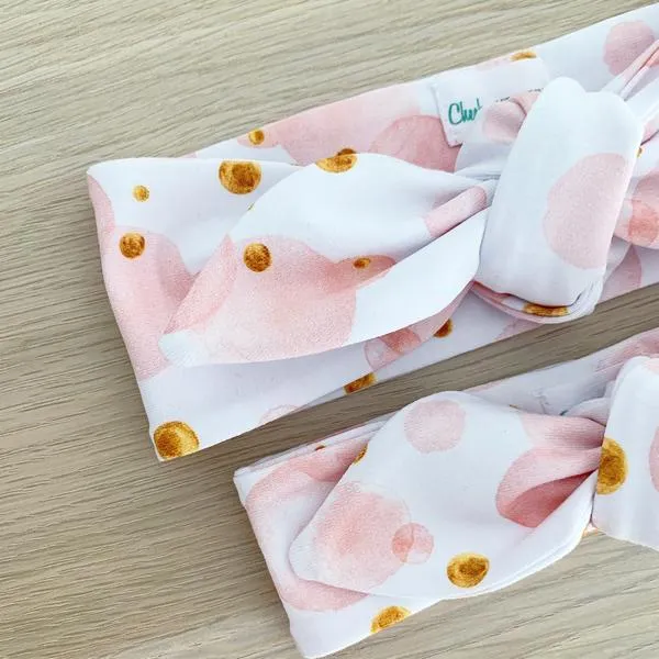 Blush Bubbles Print Top Knot Headband