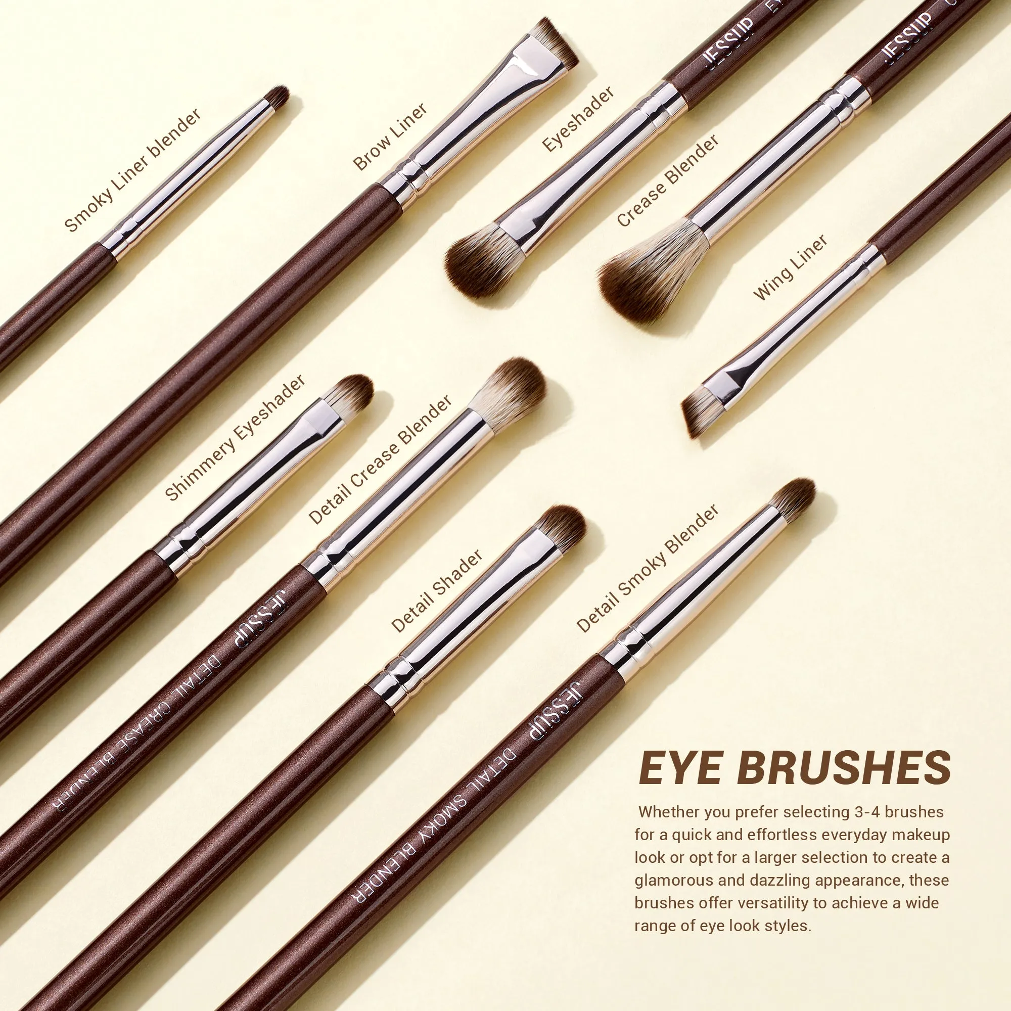 Brown Makeup Brushes Set Professional Premium Synthetic 15pcs T498