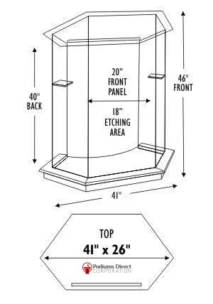 Church Wood Pulpit NC10W/NC10WG Prestige FOUNDATION with Glass - FREE SHIPPING!