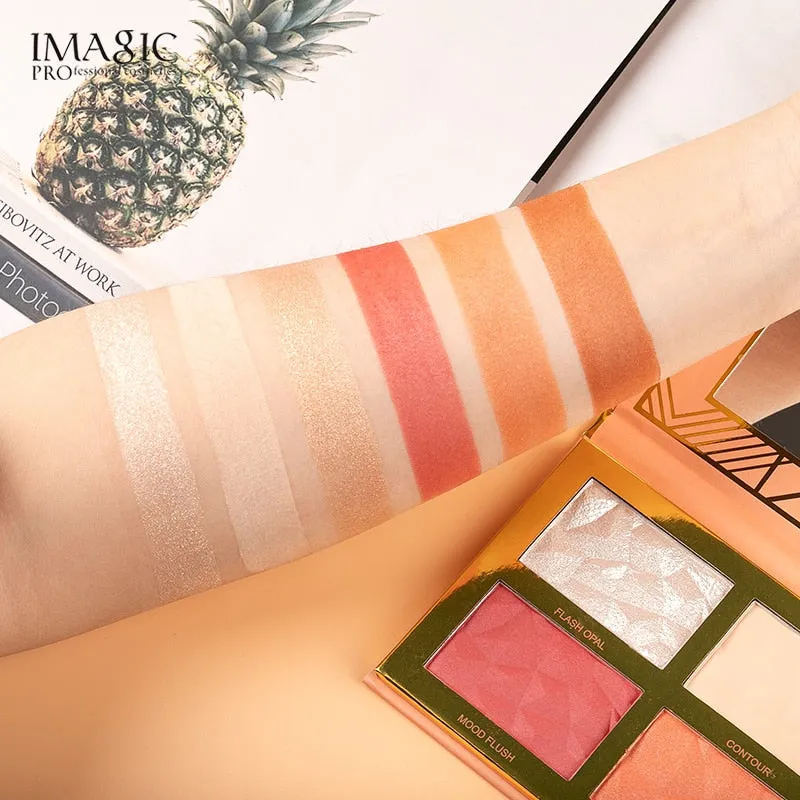 IMAGIC Cosmetics Beauty Highlight Highlight Blush Blend Palette 6 Color Contour Shadow Facial Cosmetics