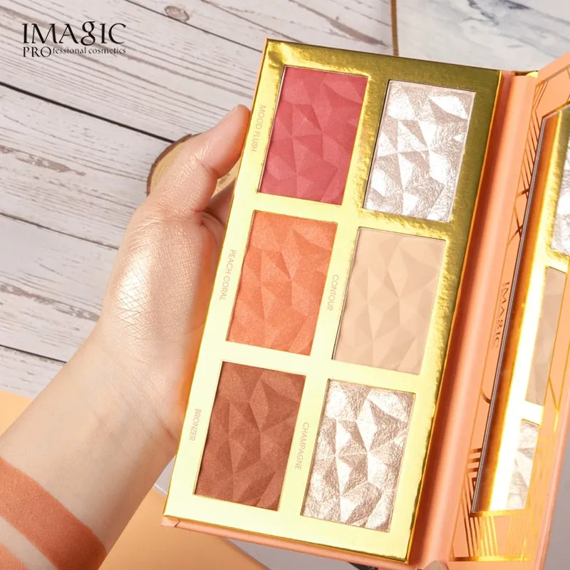 IMAGIC Cosmetics Beauty Highlight Highlight Blush Blend Palette 6 Color Contour Shadow Facial Cosmetics