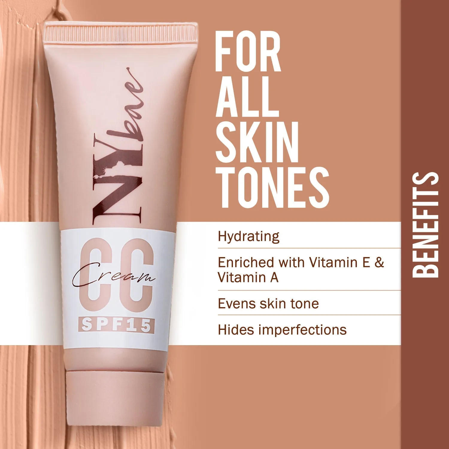 NY Bae CC Cream with SPF 15 | Sun Protection | Hydrating | Evens Skin Tone | Enriched with Vitamins | Hides Imperfections | Dusky Skin Tone | Cool Undertone- Cool Bourbon 07(20g)