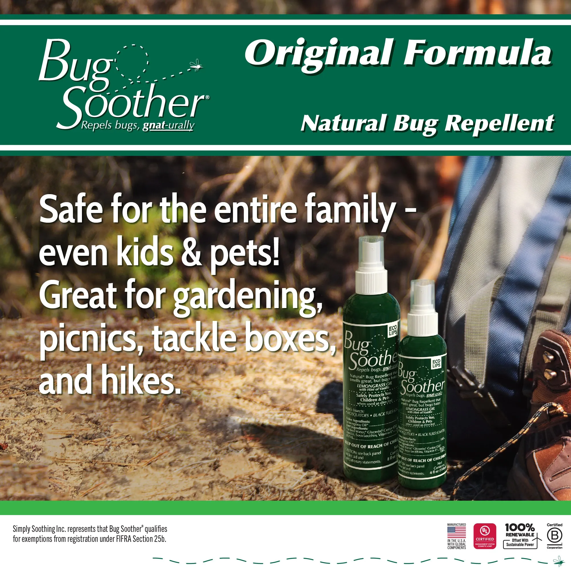 Outdoor Essentials 3-pack - Bug Soother Tick & Mosquito Repellent, SPF 30 Sunscreen Lotion and Zinc SPF 15 Lip Balm